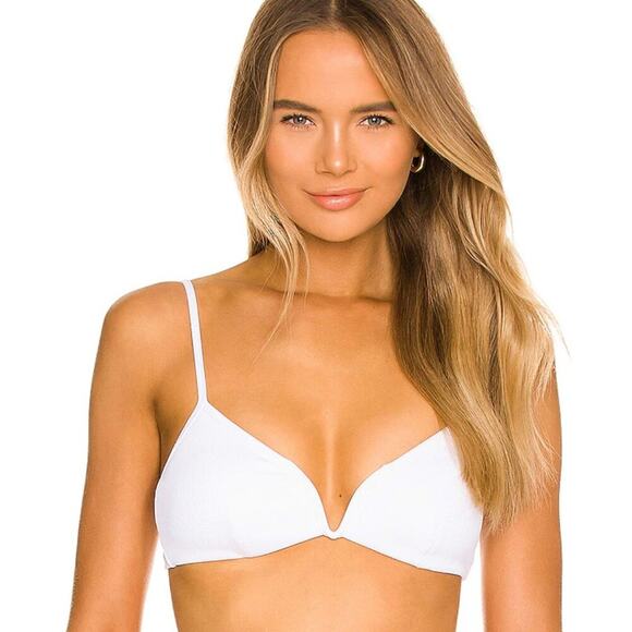 L*Space Helena Bikini Top in White Size Medium NWT - Picture 1 of 11